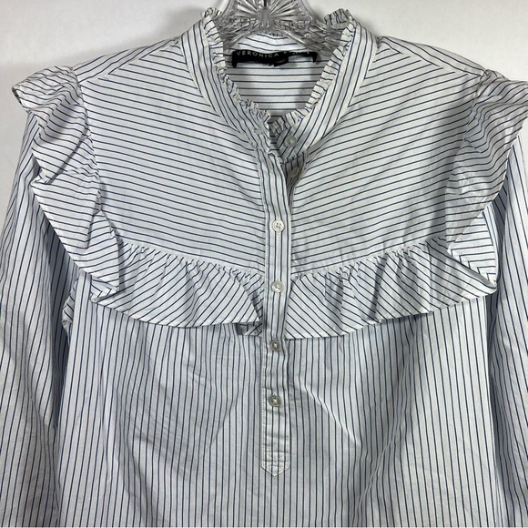 Veronica Beard women’s sonet striped shirt size M
Ruffle white blue - Picture 3 of 8
